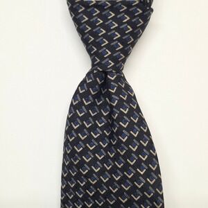 XMI Mark Shale Navy Geometric Tie 100% Silk Made USA